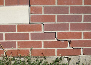 a foundation wall crack on a  home.