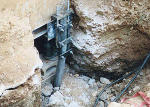 a bent, failed foundation push pier installed in Kauai.